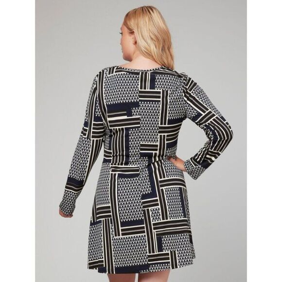 Apricot Women's Geo Patchwork Knot Front Dress – Size 12 (EUC) - Picture 2 of 7